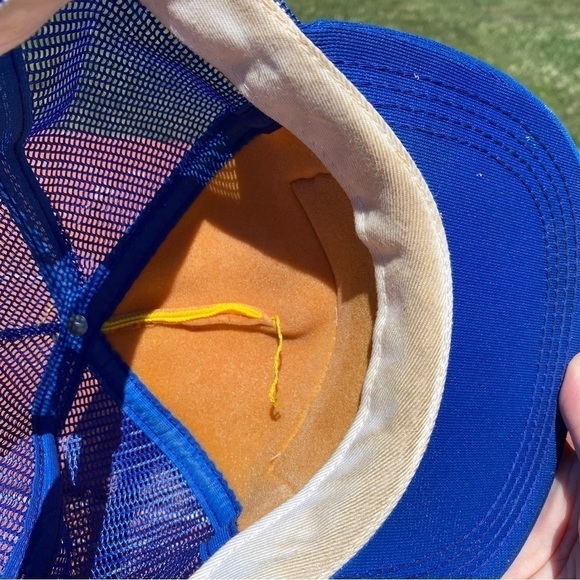 Vintage Wrangler Championship Pulling Patch Trucker Hat Snap Back Mesh Blue - Picture 10 of 13